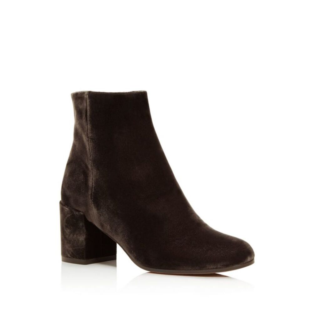 VINCE. Womens Brown Velvet Padded Blakely Round Toe Block Heel Booties 6.5 M